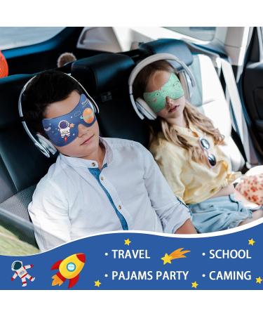 Sureio 4 Pairs Boys Sleep Eye Mask - Cute Cartoon 3D Contoured Blackout Blindfold for Kids, Men, Women - Travel Night Masks with Planet, Rocket, Frog Patterns (Blue/Green) - Buy Online on GoSupps.com