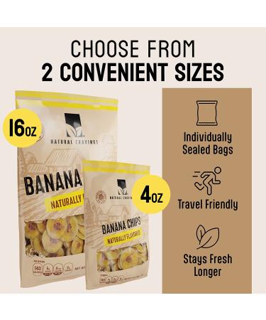Sweet and Crispy Dehydrated Banana Chips - 16 oz Bag of Healthy Dried Slices for Adults & Kids - 100% Pure Fruit Snacks - Buy Online on GoSupps.com