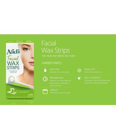 Nad's Facial Wax Strips - Fragrance Free - 24 Count (Pack of 2) - Buy Online on GoSupps.com