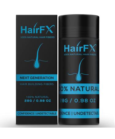 HairFX Hair Fibers for Thinning Hair (BLACK) Undetectable & Natural - Giant 28g Bottle  Hair Thickener & Topper + Instant Thicker Fuller Hair - Completely Conceals Hair Loss in 15 Sec for Women & Men