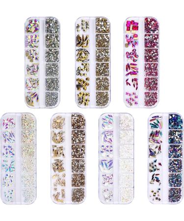 12 Grids Glass Nail Art Decorations Multi-Shape Multi-Size Nails Ornaments Manicure Decor DIY Crafts Accessories Nail Art Decoration 3d - Buy Online on GoSupps.com