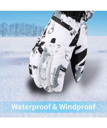 Ski Gloves - Waterproof Snow Gloves -30 Winter Gloves for Cold Weather Touchscreen Snowboard Gloves - White (Medium) - Men Women - Buy Online on GoSupps.com