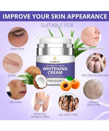 FAMIROSA Dark Spot Corrector for Face and Body: Dark Dpot Remover for Intimate Areas Neck Underarms Elbows Knees Bikini - Rapid Tone Repair Cream 1.7 fl oz (50ml) - Buy Online on GoSupps.com