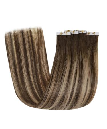 LAAVOO Real Hair Tape Extensions - Brown Balayage Dark Blond #4/27/4 - 5 Pieces 55cm Virgin Hair - Buy Online on GoSupps.com