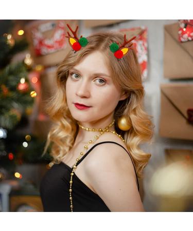 Melliex 4 Couples Christmas Deer Antlers | Plush Reindeer Hair Clips for Girls & Women | Festive Holiday Party Accessories - Buy Online on GoSupps.com