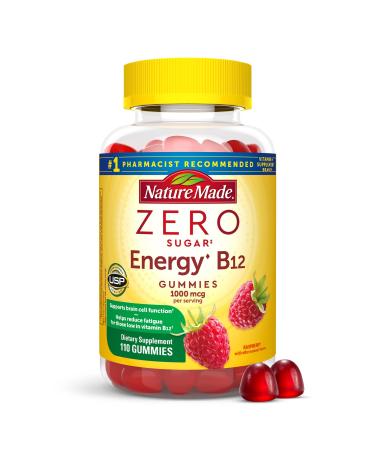 Nature Made Zero Sugar Energy Vitamin B12 Gummies 1000 mcg per Serving B12 Vitamin Energy Metabolism Support Aspartame Free 110 Sugar Free Gummies 55 Day Supply 110 Count (Pack of 1)