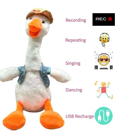 Dancing Duck Toy - Interactive Talking Singing Plush, USB Rechargeable - White Snowy Quacker for Endless Christmas Fun! - Buy Online on GoSupps.com