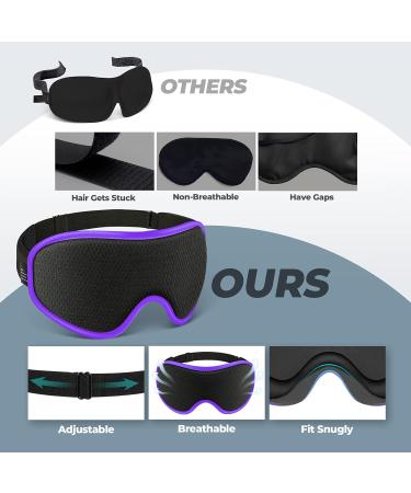 ZHUFUREN 3D Sleep Mask for Men Women - Light Blocking Concave Eye Cover - Purple - Buy Online on GoSupps.com
