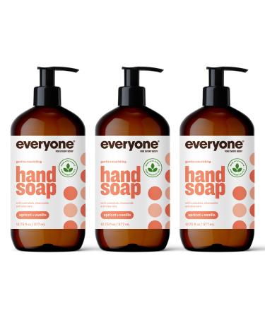 Everyone Liquid Hand Soap 12.75 Ounce (Pack of 3) Apricot and Vanilla Plant-Based Cleanser with Pure Essential Oils