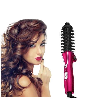 Mini Collaspe Hair Curler Tangle-Free Curling Iron Brush and Volumizer Dual Voltage Travel-Friendly Tourmaline Ceramic Ionic Hot Brush Styling Wand Rose