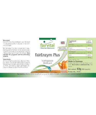 Buy Fairvital FairEnzym Plus - Multi Enzyme Complex with Rutin Bromelain Trypsin & Chymotrypsin - High Dose - 100 DRCaps | International Shipping - Buy Online on GoSupps.com