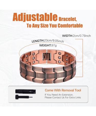 Jeracol 99.99% Solid Copper Magnetic Bracelet for Men | 3X Ultra Strength Magnets | 3500 Gauss | Anniversary Gift | Adjustable Size | Jewelry Box Included - Buy Online on GoSupps.com