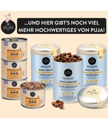Puja Cat Snack - Grain Free Treats for Healthy Immune System | Fish & Chicken | 150g - Vitamins Zinc & Taurine Rich | Monthly Ration for Rewards & Games - Buy Online on GoSupps.com