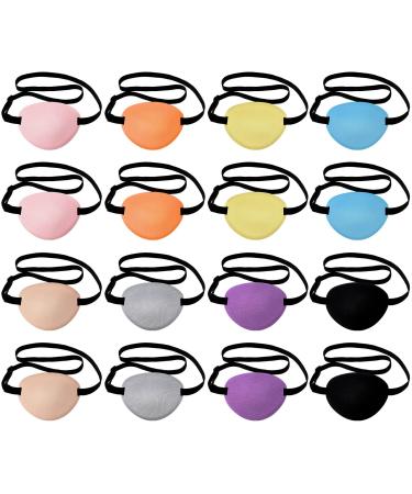 16 Pieces Kids Eye Patch Silk Adjustable Halloween Eye Patch Single Left Eye Mask Various Color Elastic Medical Eye Patch Soft for Girls Women Adult Child Junior Kid (Light Colors, Fresh Style) Fresh Style Light Colors