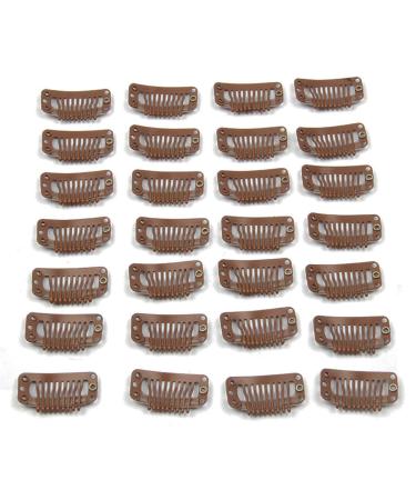 20pcs Metal Snap Clips for Hair Extensions DIY Clip in on Hair Extension Wigs 9 Teeth 32mm 1.2g/pc Black Brown Beige Color (Light Brown) - Buy Online on GoSupps.com