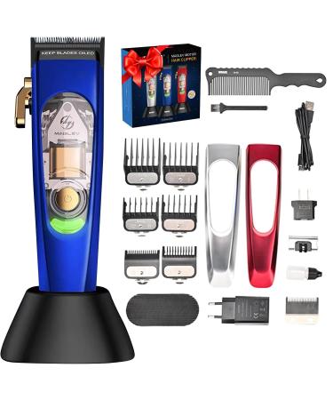 Professional Hair Clippers for Men Cordless Rechargeable Hair T Hair Clippers for Barbers Balding Clippers for Men Fade Clippers and Beard Trimmer for Me Blue Suit