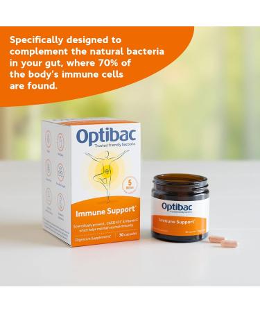 Optibac Probiotics Immune Support - Vegan Probiotic Supplement with Vitamin C to Maintain Immunity with 5 Billion Bacterial Cultures - 60 Capsules - Buy Online on GoSupps.com