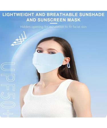 Aizuoni UV Protection Masque | Breathable Ice Silk Face Shield | Reusable Sun Shield Face for Women Sunscreen Masque for Fishing Hiking Cycling blue - Buy Online on GoSupps.com