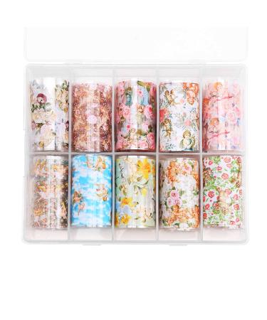 Nail Art Supplies Baroque Full Wrap Cupid Rose Flower Angel Transfer Stickers Decals Nail Foils(10)
