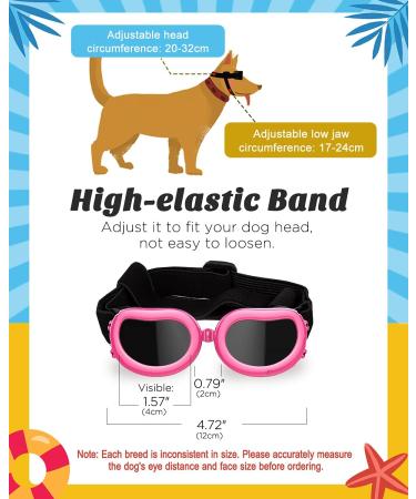 Lewondr Sunglasses for Dogs - UV Protection Windproof & Waterproof Glasses with Adjustable Band for Small Dogs - Pink - Buy Online on GoSupps.com