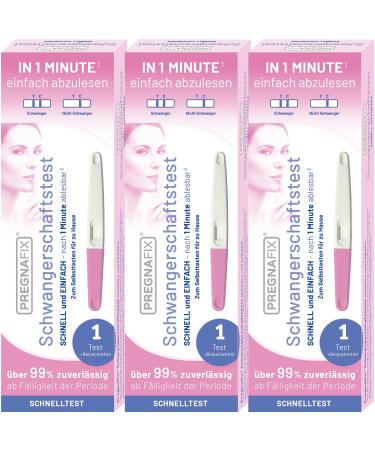 Pregnafix quick test - 3 Set - reliable & easy to use fast result in just 1 minute from the due date of the period 3 pieces