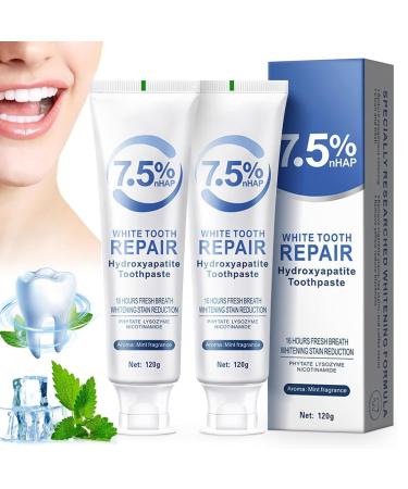 2Pcs Hydroxyapatite Toothpaste for Advanced Enamel Protection and Tooth Strengthening Fresh Breath Deep Cleaning Care Toothpaste