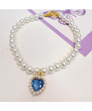 Remorui Pet Charm Necklace Beaded Cat Small Dog Puppy Charm Necklace Decorative Shiny Blue S S Blue - Buy Online on GoSupps.com