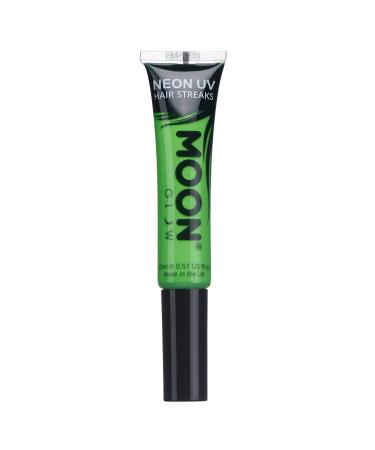 Moon Glow Neon UV Hair Colour Streaks | Green | Hair Mascara - Temporary Wash out Hair Dye | Bright Neon Colour Glows under UV Lighting Intense Green