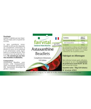Fairvital Astaxanthin 15mg per Day - 120 Capsules | HIGH Dosage - AstaPure Beadlets - Buy Online on GoSupps.com