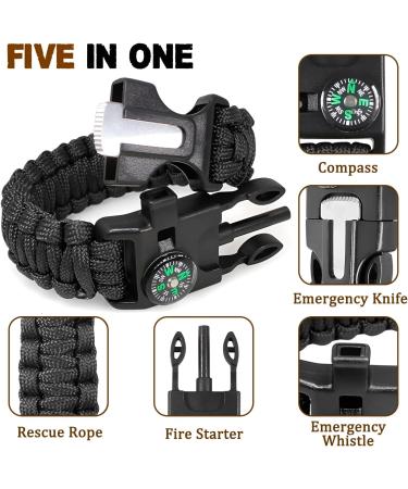 Zsmjaer Survival Bracelet Set - 2-Piece Multifunction Paracord with Flint Pipe and Compass for Outdoor Adventures Black-Green - Buy Online on GoSupps.com