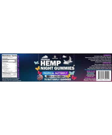 Healthergize Hemp Gummies Night Time, High Potency Nap Gummies, Peace and Relaxation, Fruity Butterfly Gummy Bear Edibles, Good Mood, Calm, Restful Bedtime-Natural Omega Hemp Oil-Made in USA - Buy Online on GoSupps.com