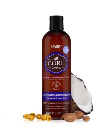 HASK Curl Care Detangling Conditioner for All Types of Curls Color Safe and Cruelty Free 355ml Bottle
