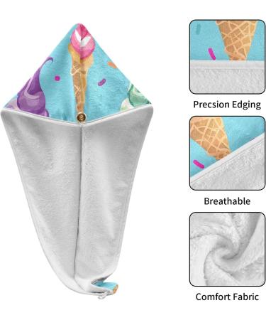 Super Absorbent Colored Ice Cream Hair Towels - 2 Pack Quick Dry Hair Turbans for Women & Girls - Buy Online on GoSupps.com