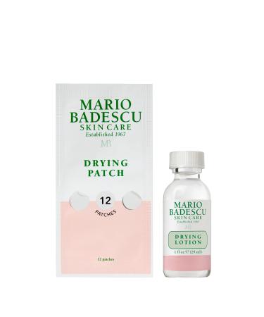 Mario Badescu AM/PM Blemish Kit Includes Drying Lotion Spot Treatment with Salicylic Acid and Sulfur (1 Fl Oz) AND Drying Patch Facial Stickers Invisible Pimple Patches (12 Count)