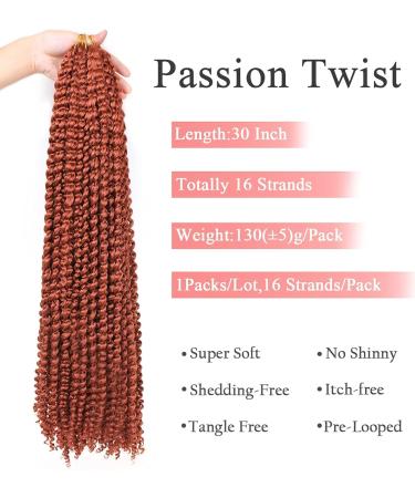 Leeven 30 Inch Copper Red Passion Twist Crochet Braids Hair - Long Water Wave Butterfly Locs Extension in 350# - Pack of 1 - Buy Online on GoSupps.com