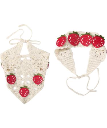 amangul Eye Catching Crochet Strawberry Hairband for Women Camping Travel Headband for Subculture Look Handmade Hair Scarf(Wide Brimmed Headban) - Buy Online on GoSupps.com