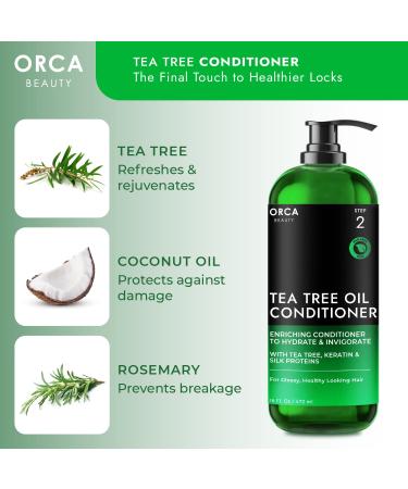 Tea Tree Conditioner 16oz | Hydrating Natural Conditioner for Oily Hair & Dry Scalp - Infused with Vitamin E Coconut Oil & Rosemary - Suitable for Men & Women - Buy Online on GoSupps.com