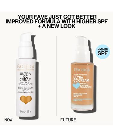 Pacifica Ultra CC Cream Radiant Foundation SPF 17 - Warm/Medium Medium Coverage Color Correcting Cream Dewy Finish Mineral SPF 1 oz - Buy Online on GoSupps.com