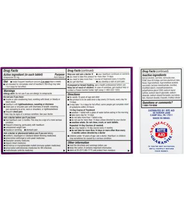 Rite Aid Omeprazole 20mg Tablets - 3 Bottles, 42 Count Total, Wildberry Mint Flavor - Buy Online on GoSupps.com