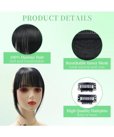 1B# Black Fringe Hair with Temples Clip in Bangs - Real Human Hair Extensions - Buy Online on GoSupps.com