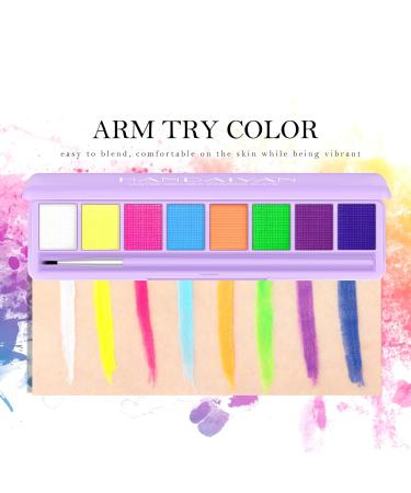 Kyda 8 Colors UV Glow Eyeliner Palette | Water-Activated High Pigment Eyeshadow & Body Paint with Brush Set - International Shipping - Buy Online on GoSupps.com