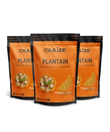 Craize Sweet Plantain Crisps | Gluten Free Vegan Kosher Toasted Corn Crackers | 3 pack 4 oz each 4 Ounce (Pack of 3)