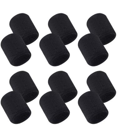 Aipaide 12 pieces of absorbing welding straps women and men black cotton wristwoll Wrist bands for sports basketball running bike jogging football tennis