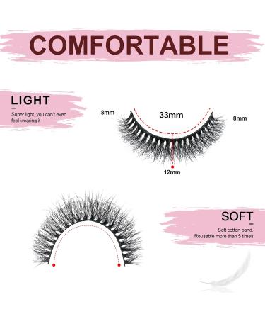 SONAFEEL Short Eyelashes - 12mm Fluffy D Curl Mink Lashes | 10 Pairs Reusable Russian Strip Lashes Pack BO06 - Buy Online on GoSupps.com