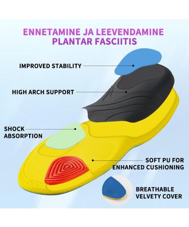 Plantar Fasciitis Relief Insoles - 2 Pairs + Stainless Steel Shoe Horn for Arch Support & Foot Health | Men s 7-8.5 Women s 9-10.5 - Buy Online on GoSupps.com
