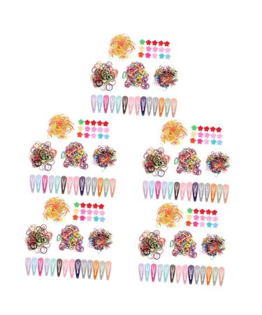 minkissy 5 Sets Children's Headgear Ponytail Holders Mini Hair Clamps Lovely Hair Rope Hair Clips Small Hairpins Small Hair Bangs Clips Kids Hair Accessory Kit Nylon Girl Baby Snap Clip