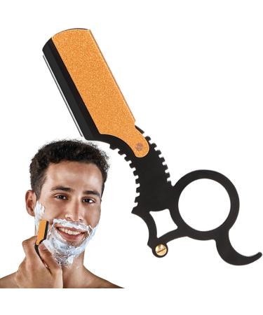 Eastuy Stainless Steel Cutting Razor | Straight Edge Beard Care Accessories for Home Travel & Camping - Black Gold - Buy Online on GoSupps.com