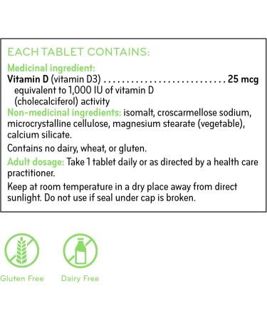 Sisu Vitamin D 1000 IU 400 Tablets - Quick Dissolve Vitamin D3 Tablets - Immune Support and Bone Maintenance - Gluten & Dairy Free - 400 Servings - Buy Online on GoSupps.com