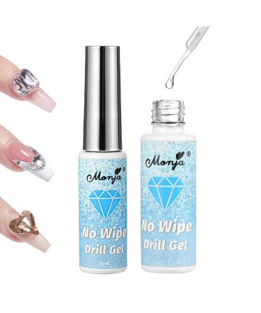 Wipe-Off Rhinestone Glue Gel Adhesive for Caulking Nail Gem Nail Art Jewel Crystal Beads Diamonds 3D Sculpting Gel Painting Gel Solid Nail Glue for Chrome Nail Powder Mirror Effect Cured Need(2PCS)