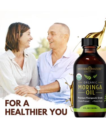 Organic USDA Certified Moringa Oil - 100% Pure Cold Pressed & Unrefined Vegan Oil - Natural Moisturizer for Skin, Face, Body & Hair - 4oz - by Mother Nature Organics - Buy Online on GoSupps.com
